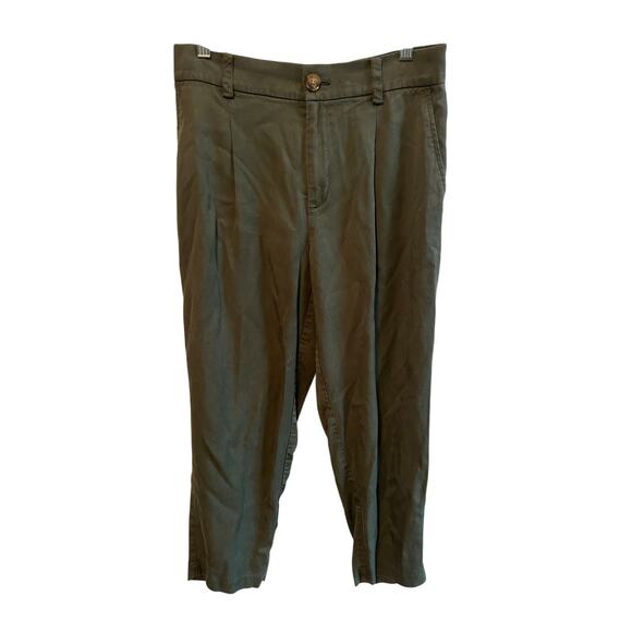 LOFT Green Super Soft Twill Pant 4 Petite - Picture 1 of 4